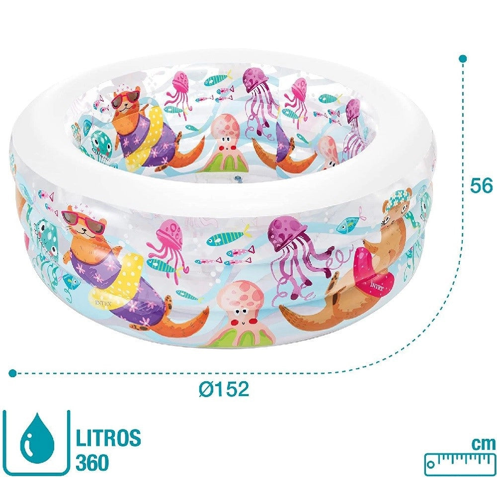 Trade Shop - Piscina Baby Aquarium Gonfiabile Multicolore 152 X 56cm Per Bambini Estate 58480 -