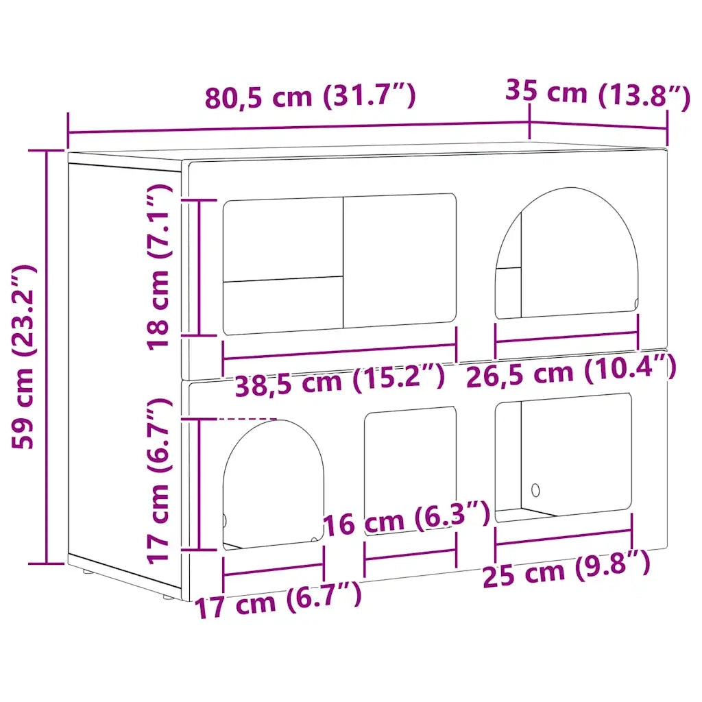 Credenza Legno vecchio 80.5 x 35 x 59 cm Legno multistrato