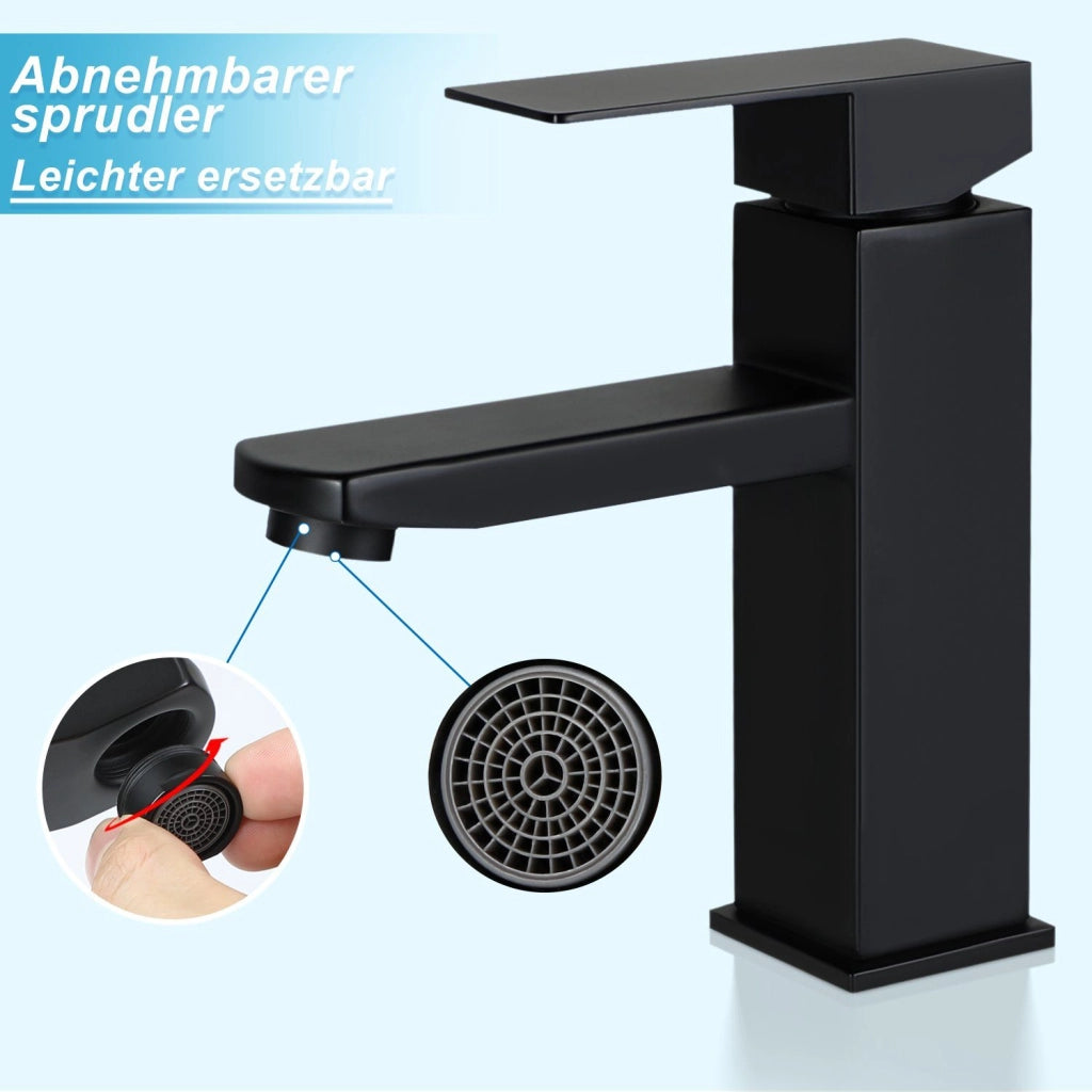 ZMH Miscelatore monocomando in acciaio inox nero miscelatore acqua calda fredda ad alta pressione per bagno