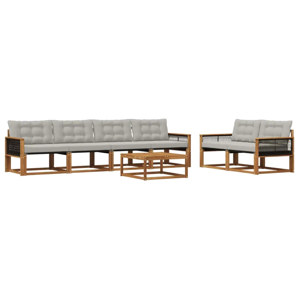 Set di divani da esterno 7 pcs Naturale e Grigio Chiaro 3381263