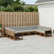 Set di divani da esterno 9 pz Naturale e Grigio Chiaro 3382874