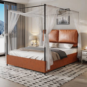 Letto Matrimoniale 140x200cm - Xylo - Modello Lusso con Cuscini Pelle e Base in Metallo
