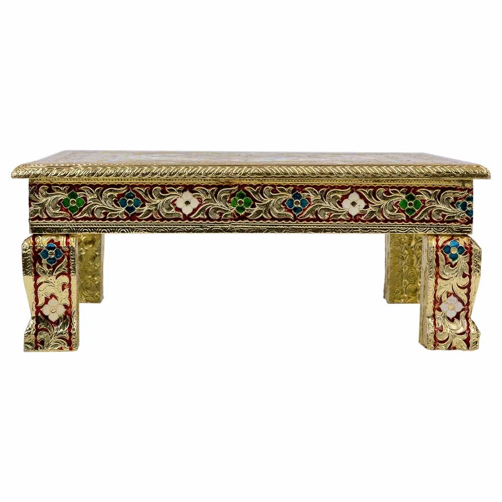 Tavolino in metallo goffrato oro 38x38x14h