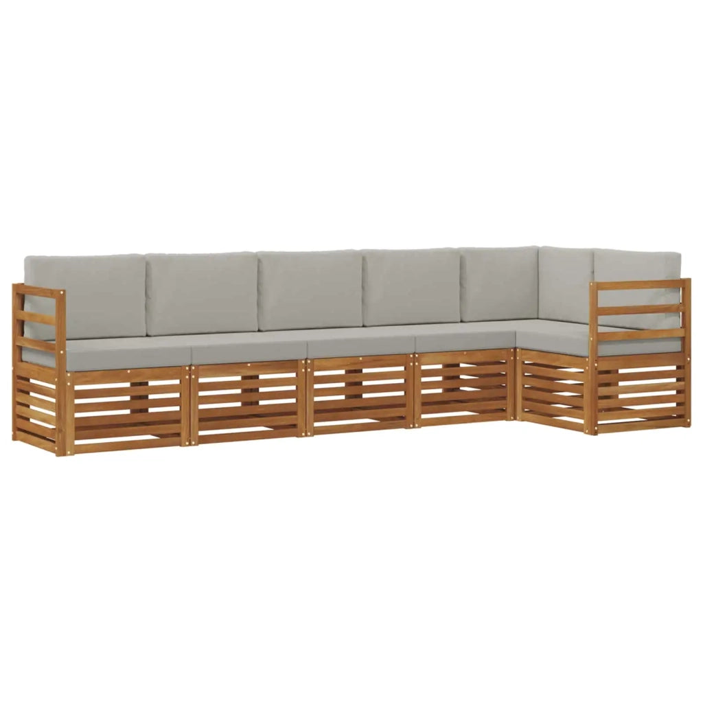 Set divano sezionale con cuscino 6 pcs Grigio Naturale e Chiaro