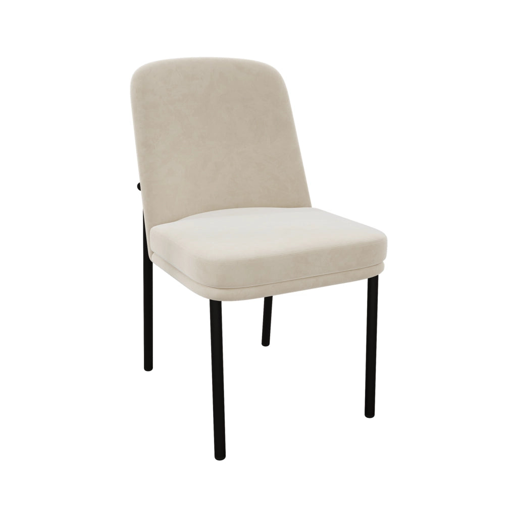 Set di 2 sedie da pranzo beige in velluto