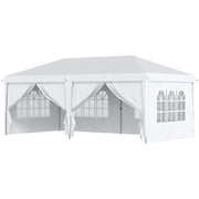 Gazebo Pieghevole 6x3m Funi e Picchetti Bianco