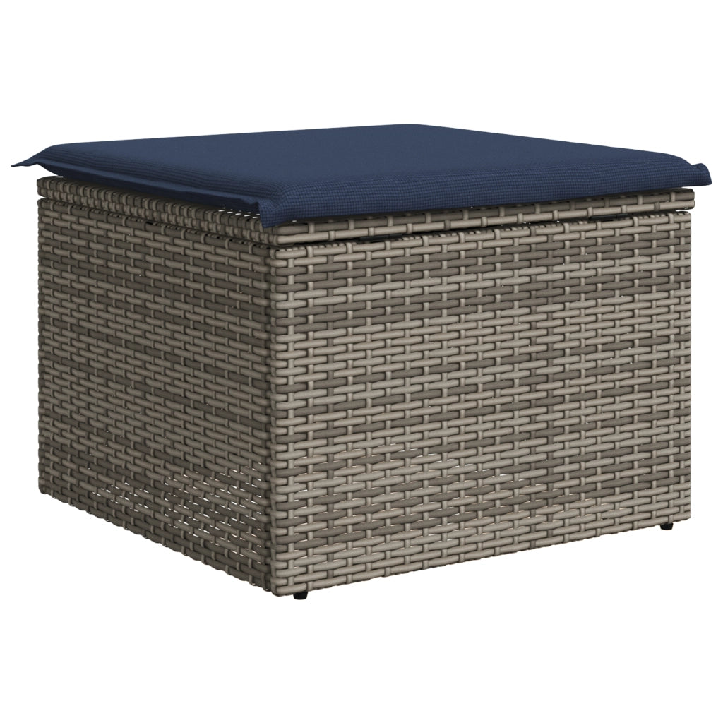 Sgabello Giardino con Cuscino Grigio 55x55x37 cm in Polyrattan 366153