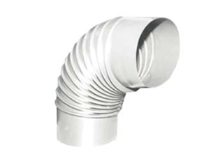 GOMITO 90  ° PORCELLANATO PER STUFE A LEGNA BIANCO ALA SMALTO CLASSIC   EE ¸ mm.130    ALA
