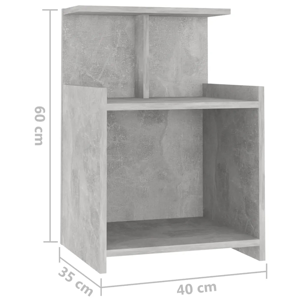 Comodino Grigio Cemento 40x35x60 cm in Legno Multistrato 806183