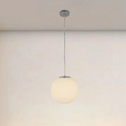 Trade Shop - Lampadario A Sospensione Argento Con Sfera Vetro Bianco Attacco E27 Minimal 33511 -