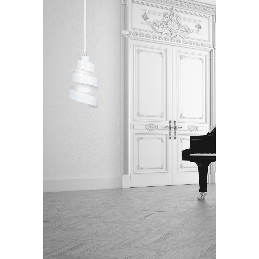 Sospensione Moderna 1 Luce Tristano In Acciaio Bianco Con Fasce A Spirale