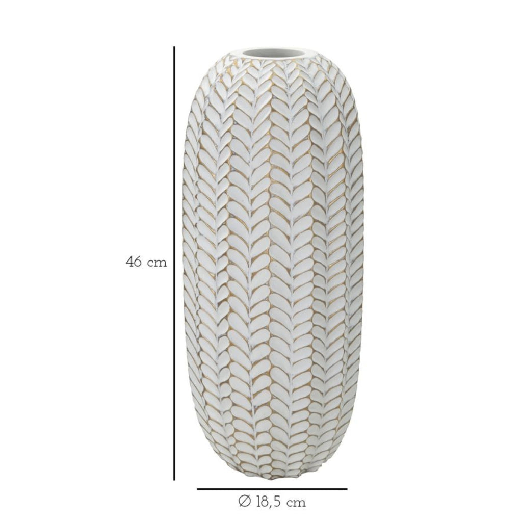 Vaso Decorativo VKH673, Bianco, Poliresina, 18,5x18,5x46 cm
