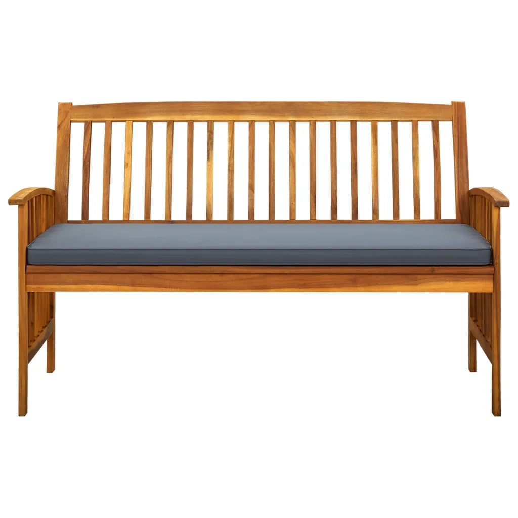Panchina da Giardino con Cuscino 147cm Legno Massello di Acacia