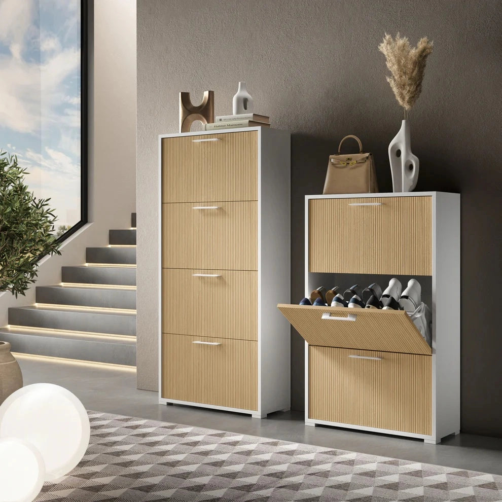 SCARPIERA 4 ANTE 67X28XH147CM BIANCA/CANNETTE.