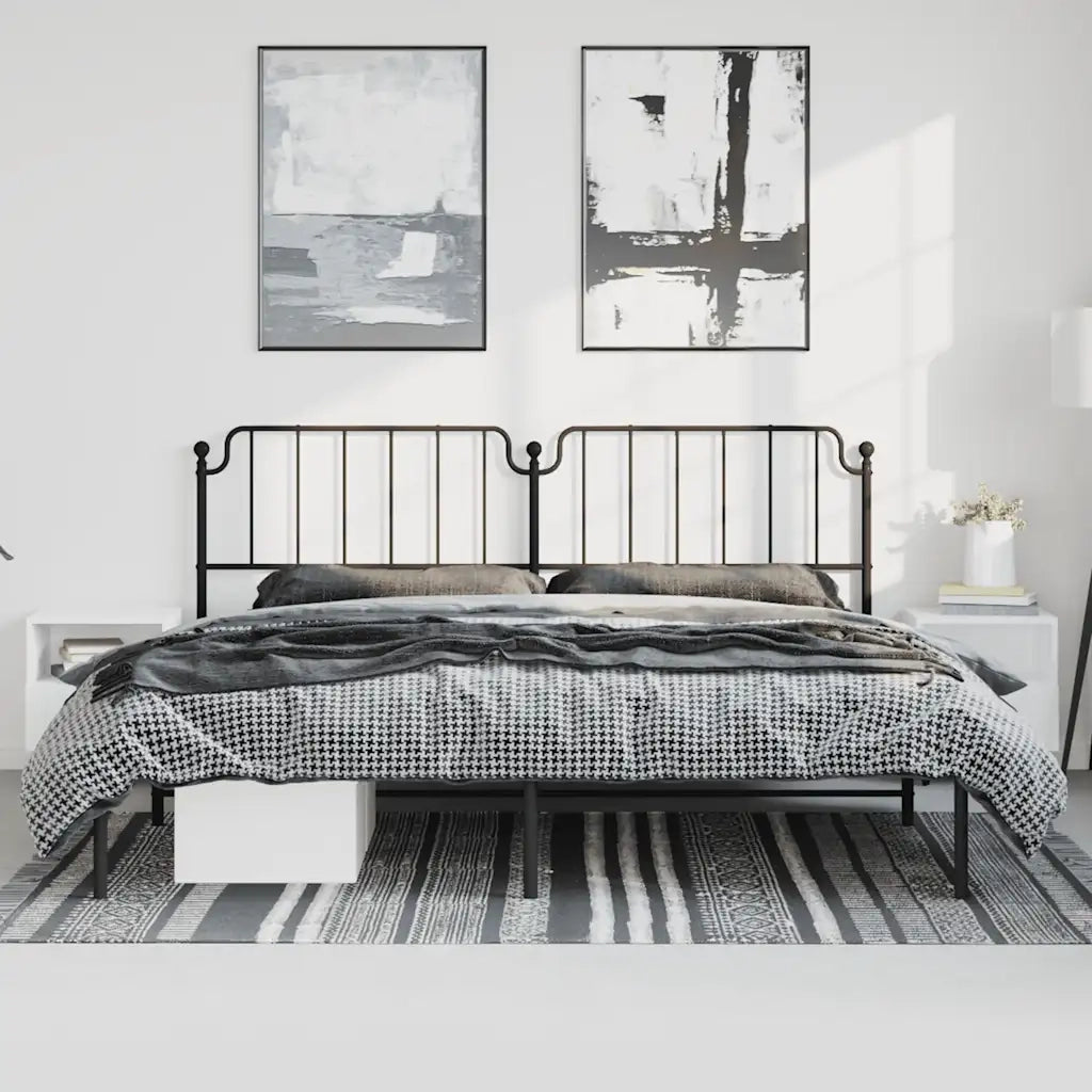 Giroletto con Testiera in Metallo Nero 183x213 cm 373892