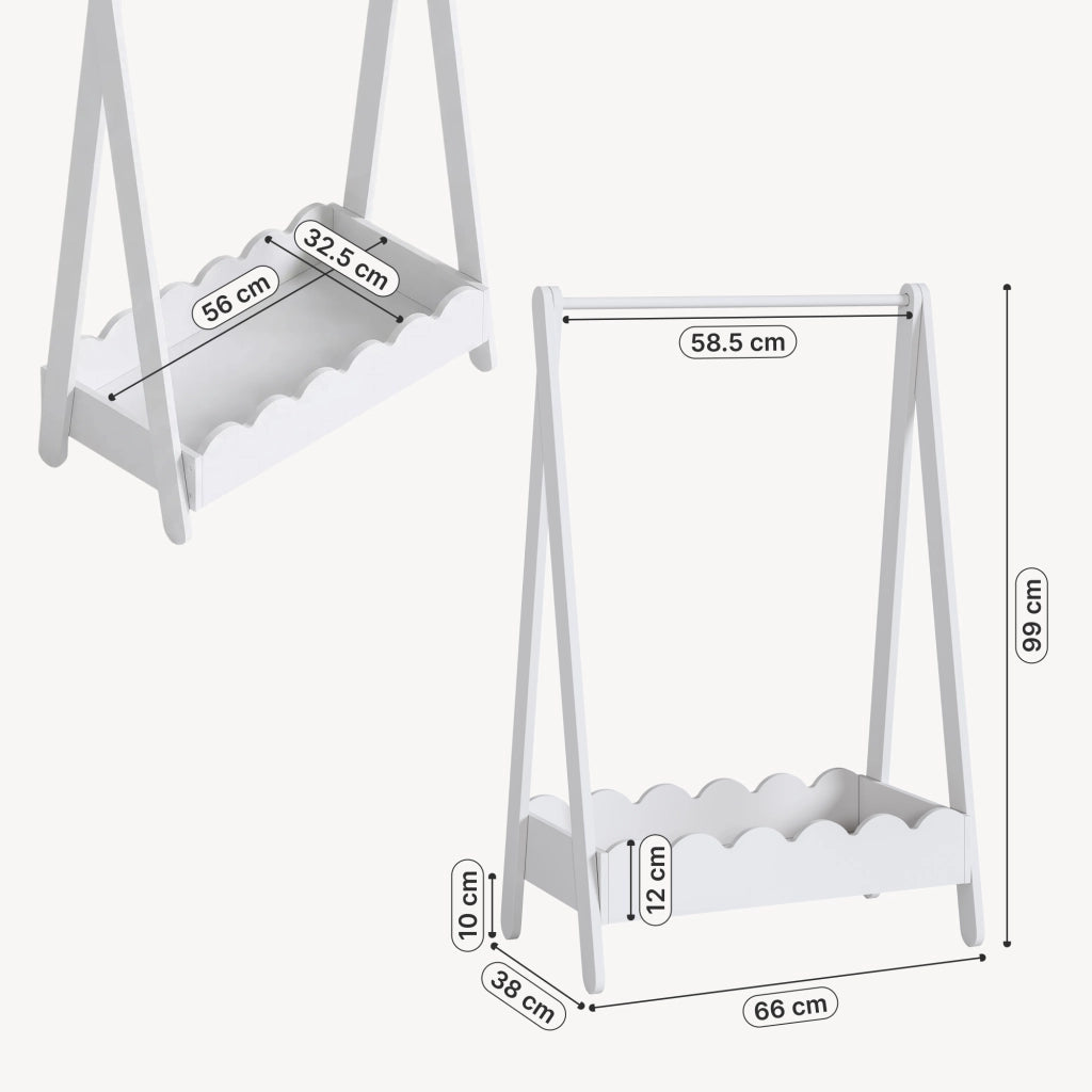 Stand Appendiabiti Vestnes a Forma di Capanna per Cameretta 99 x 66 x 38 cm - Bianco [en.casa]