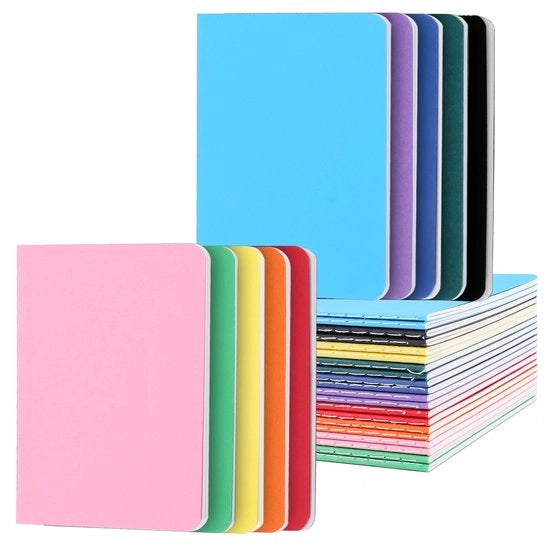 Quaderno A6 - 20 Unità - 10 Colori - Rilegato - Compattato - Ideale per Scuola/Ufficio - Blocchetto di Note