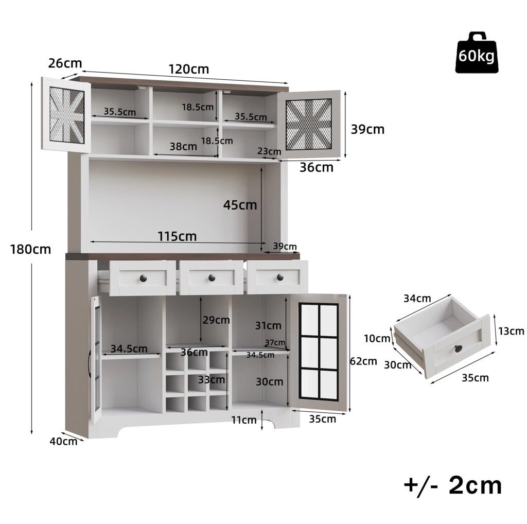 Armadio alto da cucina bianco con LED smart e portabottiglie