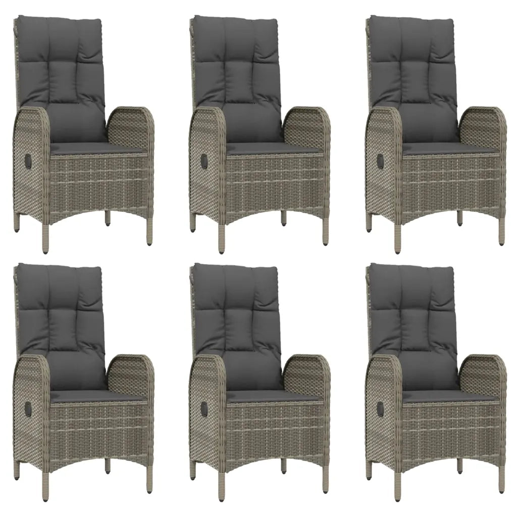 Set da Pranzo da Giardino 9 pz con Cuscini in Polyrattan Grigio 3185037