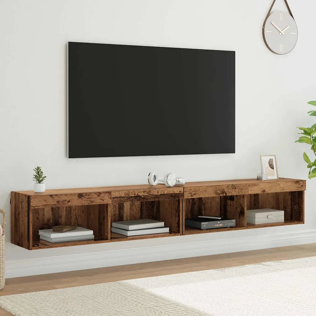 Set mobile TV con LED 2 pcs Legno vecchio 100 x 30 x 30 cm