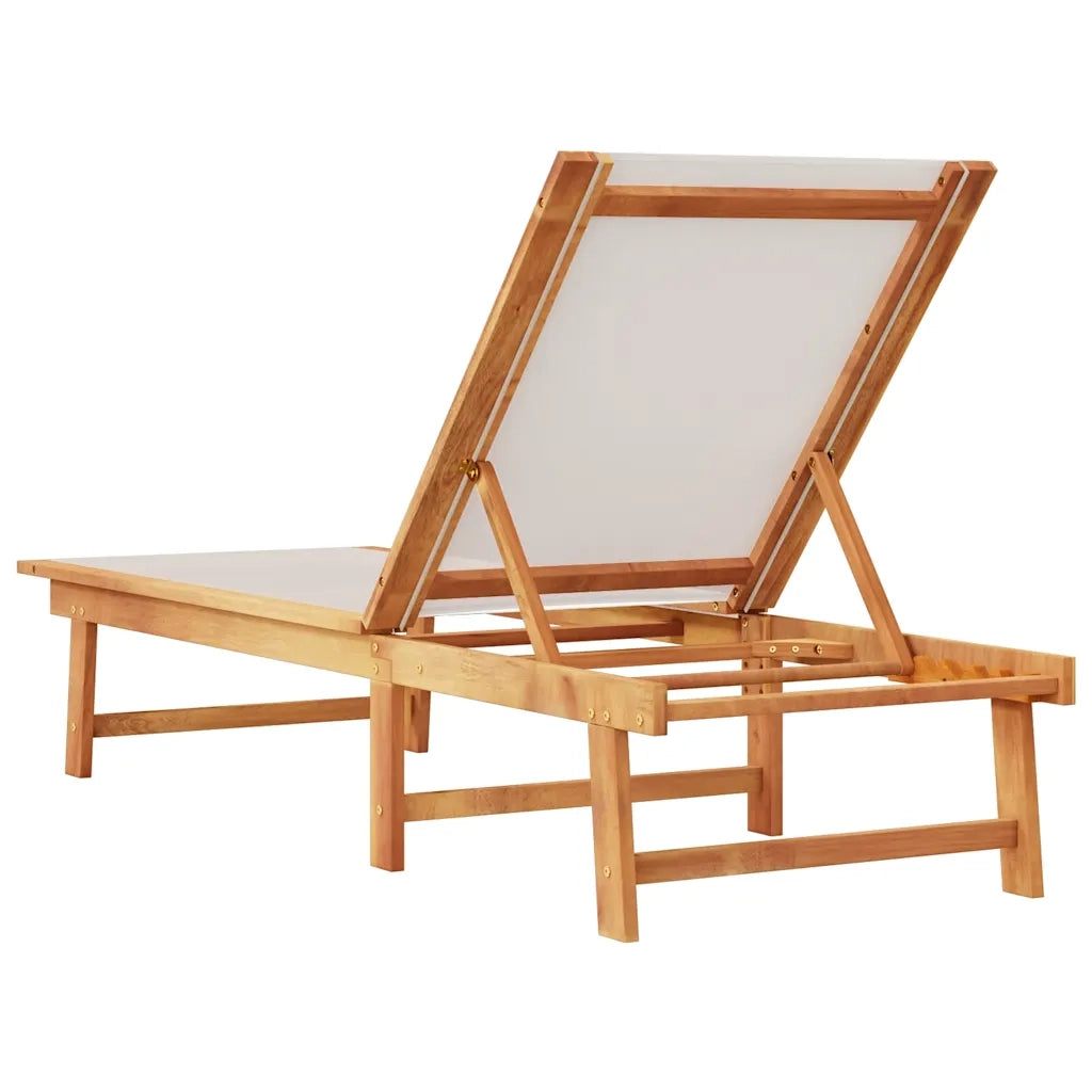Lettino Prendisole | Sdraio da giardino | Lettino da sole Grigio Legno Massello di Acacia e Textilene