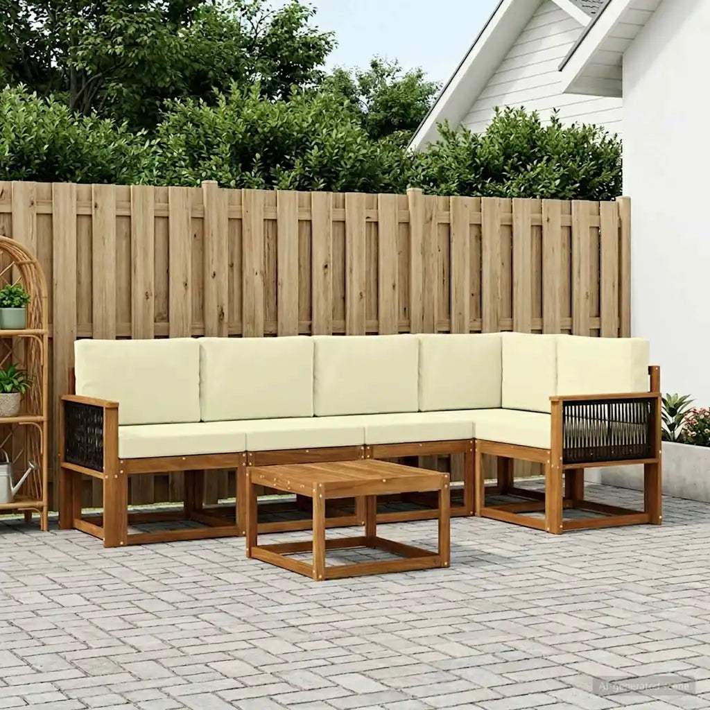 Set di divani da esterno con cuscino 6 pcs Naturale e Crema 3385231