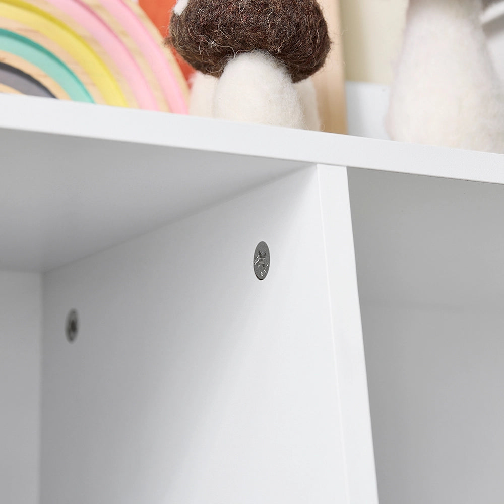 SoBuy Libreria Montessoriana per Bambini - Scaffale Portagiochi con 5 Scomparti Aperti - Libreria da Terra per Cameretta Bianco 80x34x104 cm KMB55-K-W