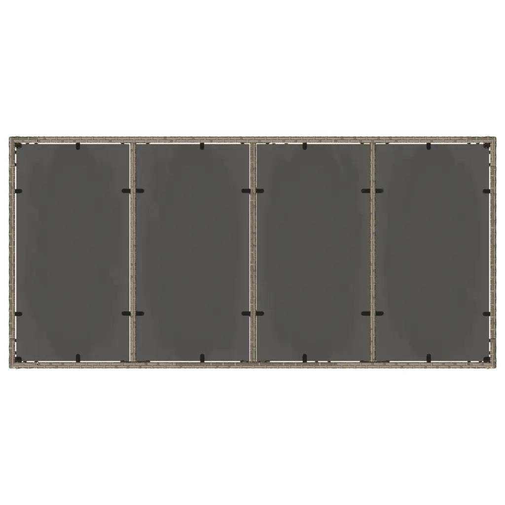 Tavolo da Giardino | Tavolino da esterno Piano in Vetro Grigio 190x90x75cm Polyrattan
