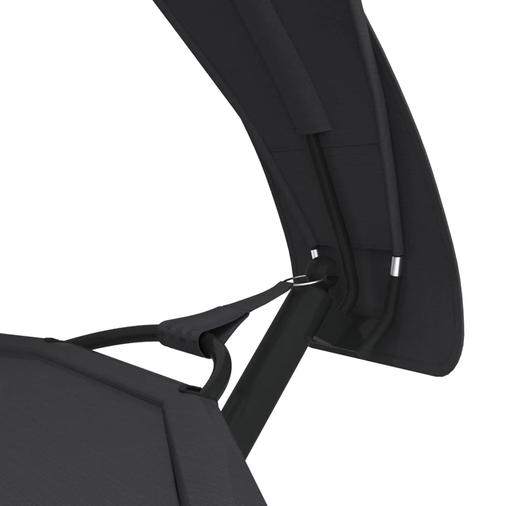 Lettino con Tettuccio per Esterni Nero Acciaio e Tessuto Oxford CFW6713977