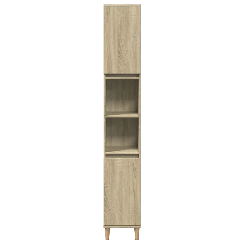 Mobile da bagno con vani a giorno e scomparti 30 x 30 x 190 cm legno composito rovere Sonoma 02_0049708