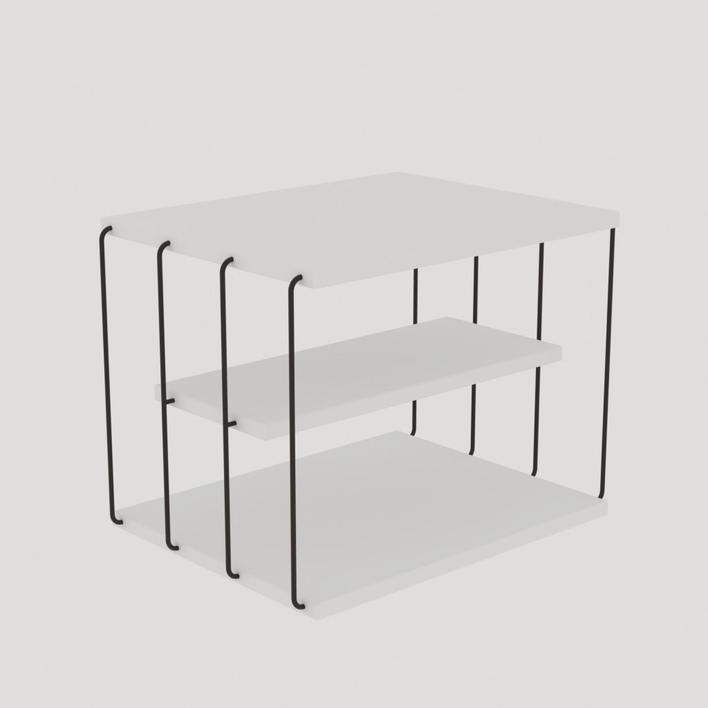 Tavolino laterale in legno "Lifon" - 50 x 40 x 33 cm - Bianco/Nero