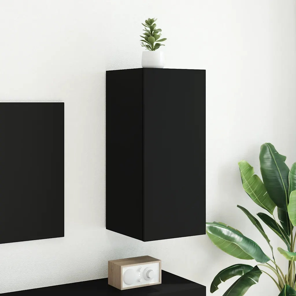Mobile TV a Parete con Luci LED Nero 30,5x35x70 cm 837234
