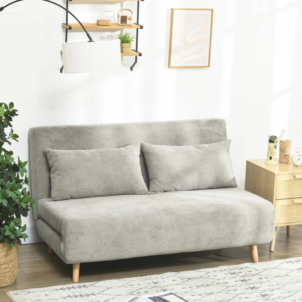 Divano letto convertibile con schienale reclinabile e cuscini in poliestere grigio 141 × 90 × 81 cm