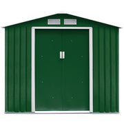 Box Casetta da giardino per gli attrezzi 213x127x185cm in lamiera d'acciaio Verde-Casette da giardino