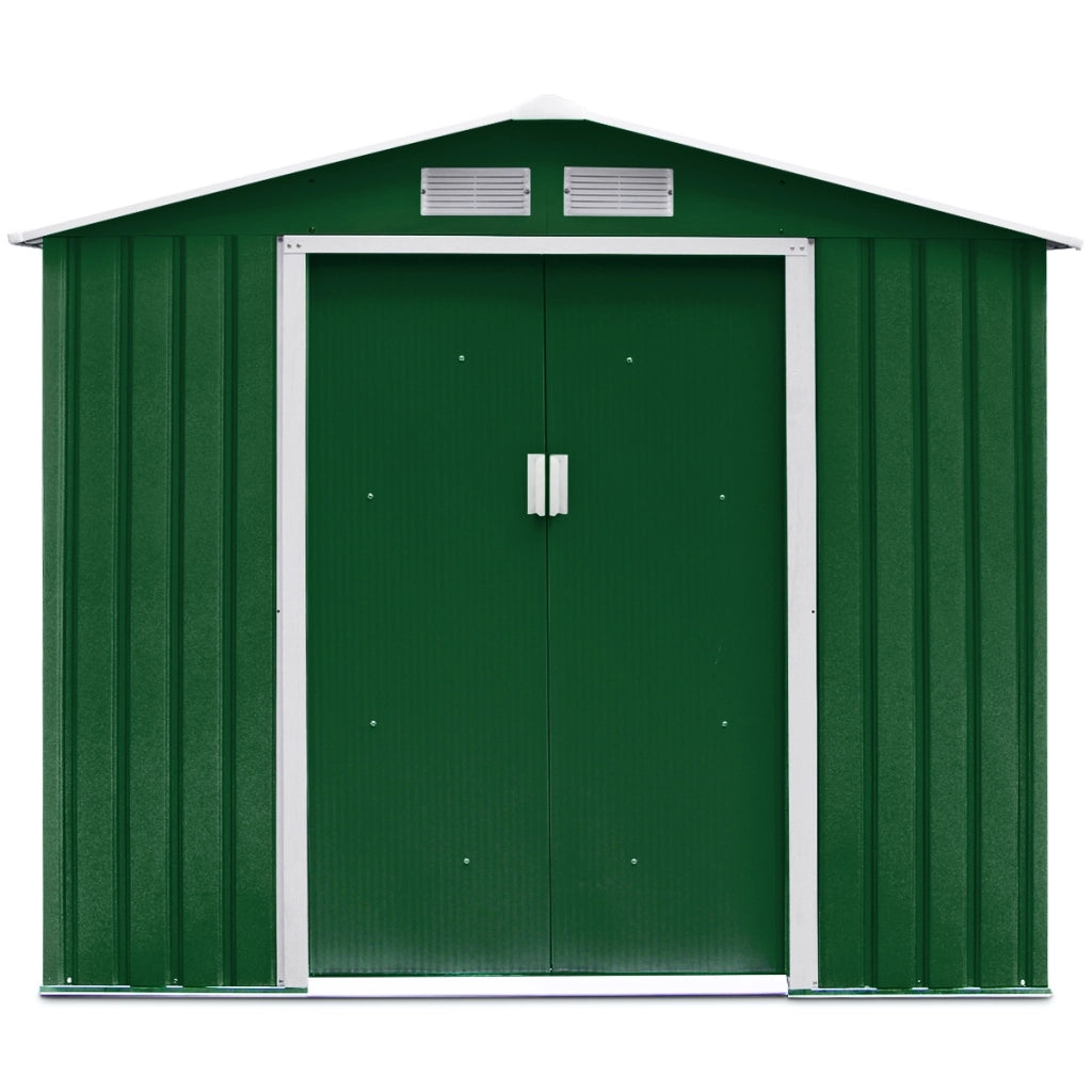 Box Casetta da giardino per gli attrezzi 213x127x185cm in lamiera d'acciaio Verde-Casette da giardino