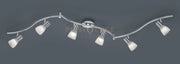 LEVISTO BARRA LED 6 SPOTS ORIENTABILE  ACCIAIO + VETRO  L.180CM 6 LUCI ATTACCO E14, LAMPADINE INCLUSE 29,4W 2820LM 3000K