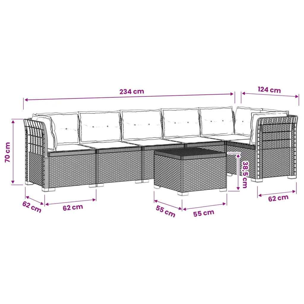 Divano da Giardino 6 Posti con Cuscini Aspetto Rattan PP 3444126