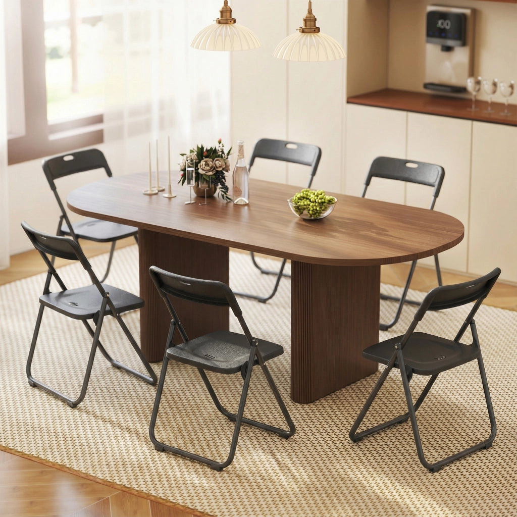 Set di 6 Sedie Pieghevoli ¨C Zephmum ¨C Plastica, Nero, 48.5x47x75 cm