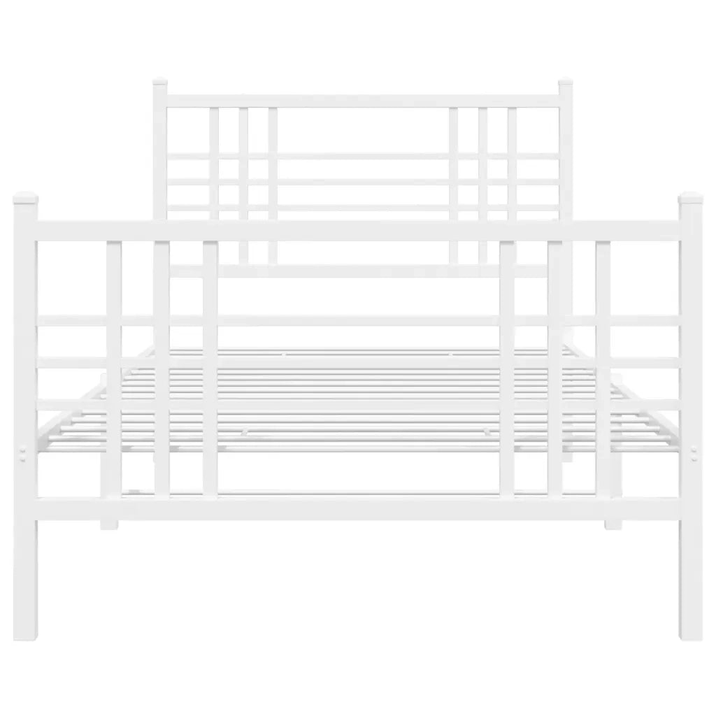 Giroletto con Testiera e Pediera Metallo Bianco 90x200 cm 376384