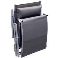 Lettino Sedia a Sdraio da Giardino Pieghevole con Cuscino, Schienale con 7 Reclinazioni, 137x63.5x100.5cm, Grigio
