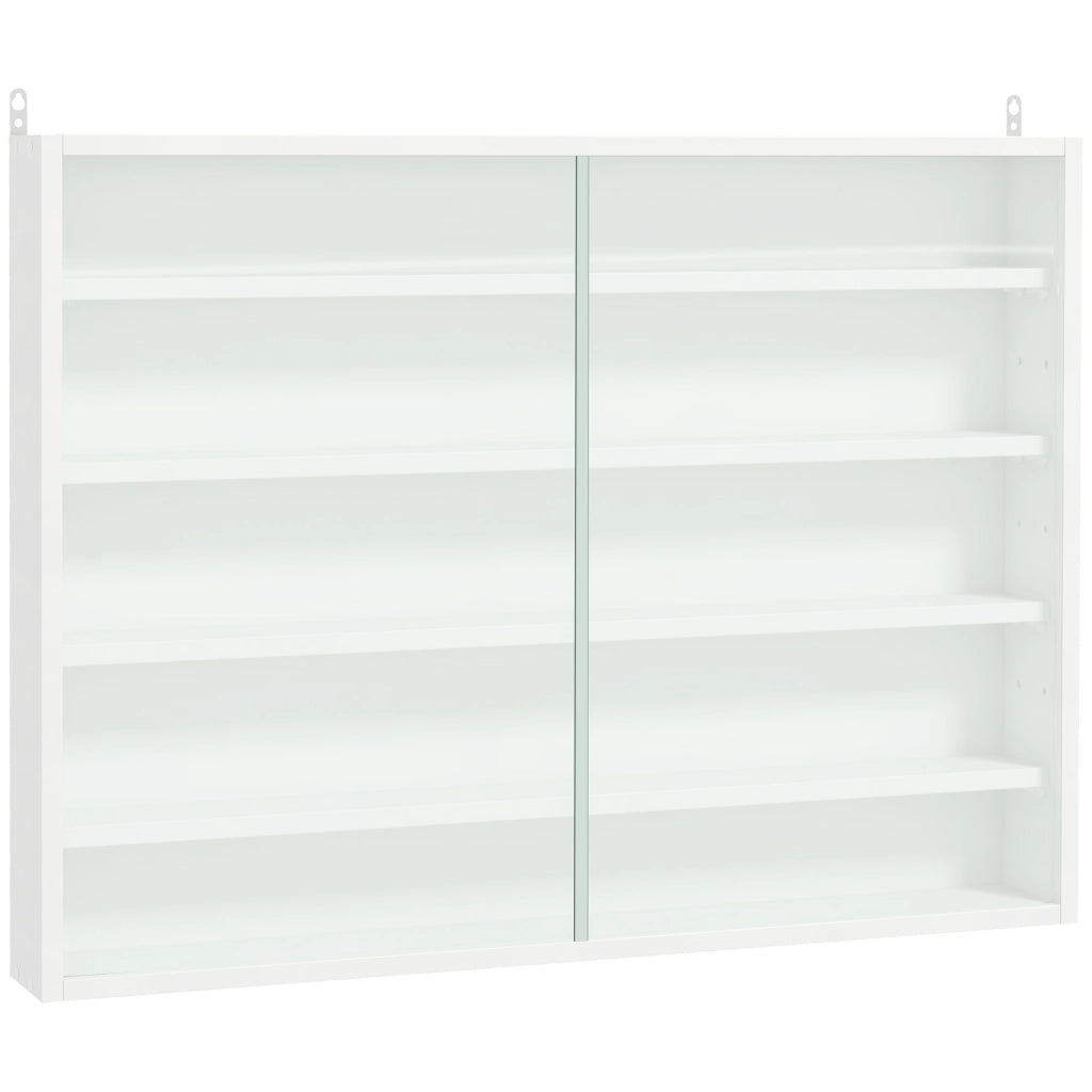 Libreria a Parete con Ripiani Regolabili in Vetro e Legno ¨C Zephmum ¨C Bianco 80x9.5x60 cm