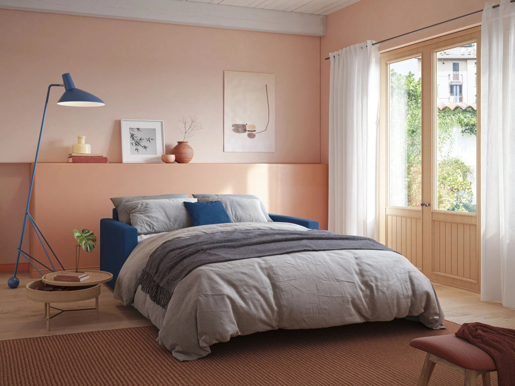 Chris Divano letto matrimoniale tessuto impermeabile 186 cm azzurro