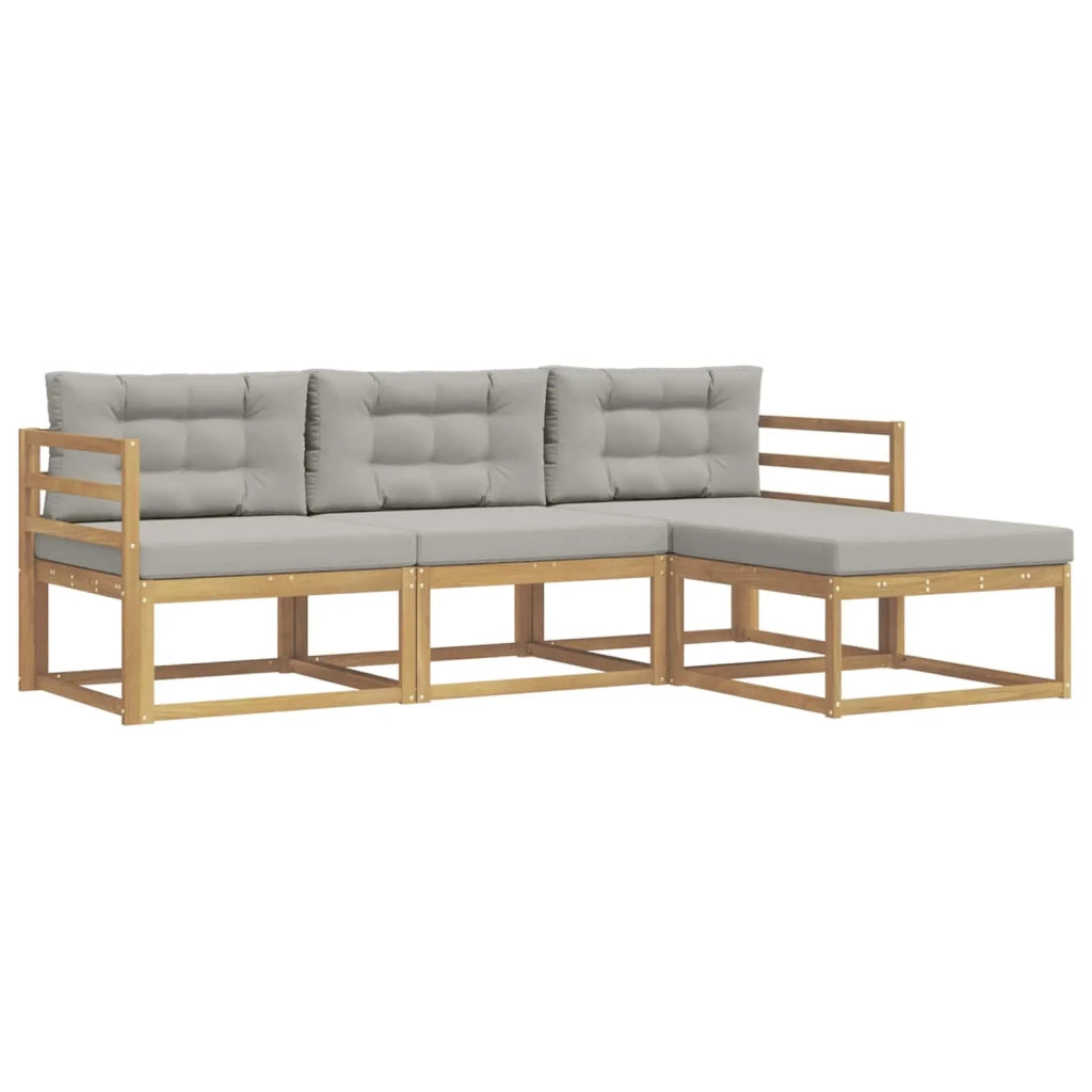 Set di divani da esterno 4 pz Bianco e Grigio Chiaro Poliestere 3386255