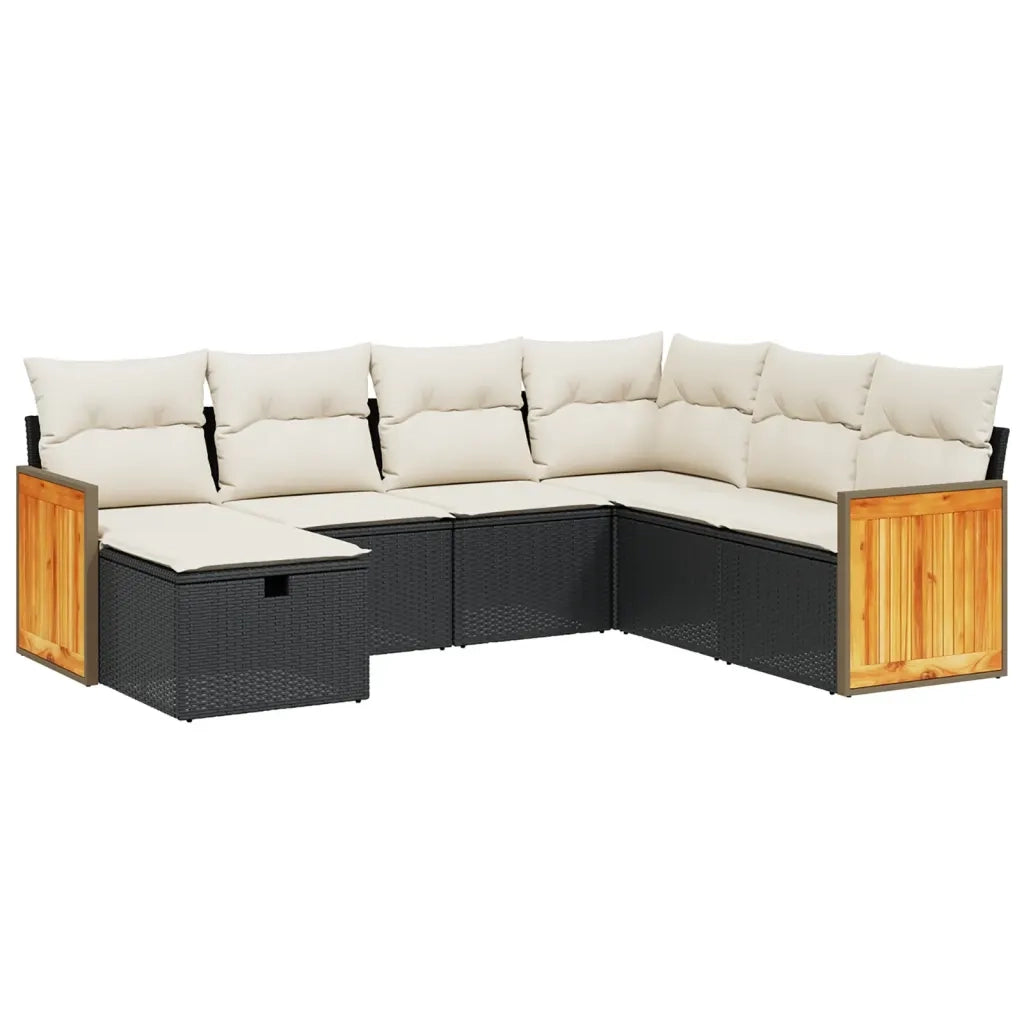 Set Divani da Giardino con Cuscini 7pz Nero Polyrattan 3265760