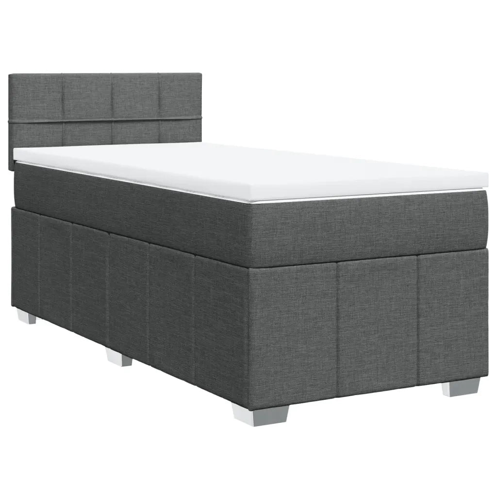 Giroletto a Molle con Materasso Grigio Scuro 100x200 cm Tessuto