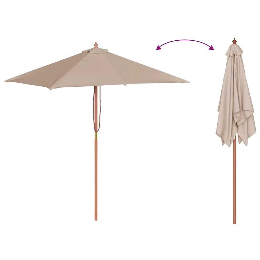 Ombrellone da Esterni-Ombrello da giardino con Palo in Legno 150x200 cm Tortora