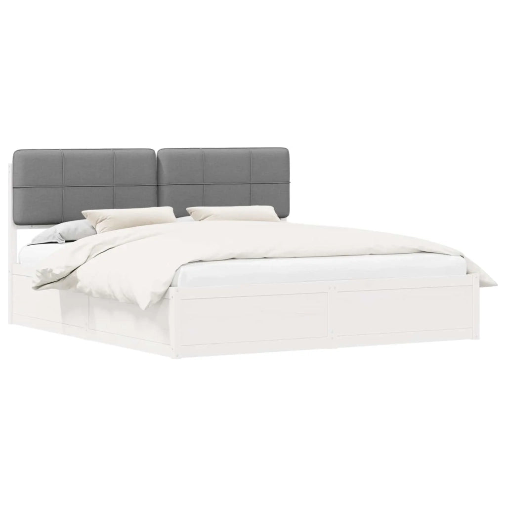 Letto con Testiera Rivestita Grigio chiaro 200 x 200 cm