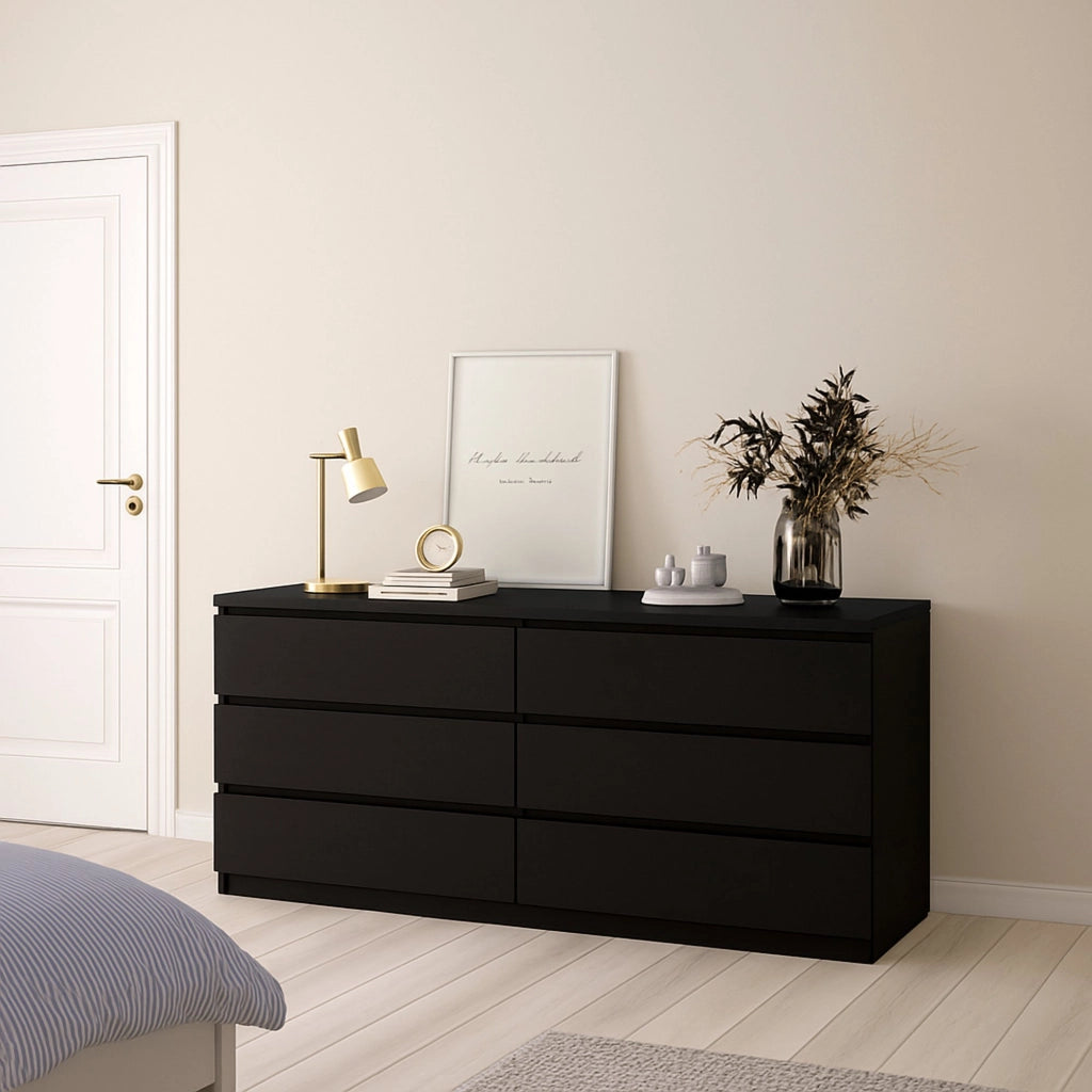 Credenza Joyce, Buffet da soggiorno, Madia da salotto, Dispensa da cucina, 154x50 h68 cm, Nero