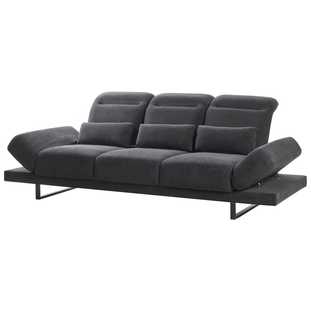 Divano moderno a 3 posti con Rivestimento in poliestere e Gambe in acciaio Nero soggiorno elegante