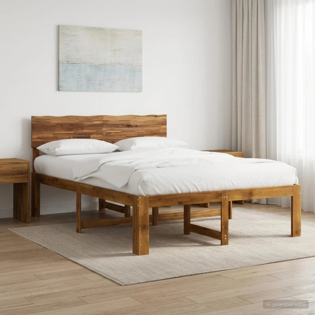 Letto matrimoniale con testiera ROSTOCK Naturale 137 x 190 cm 903530